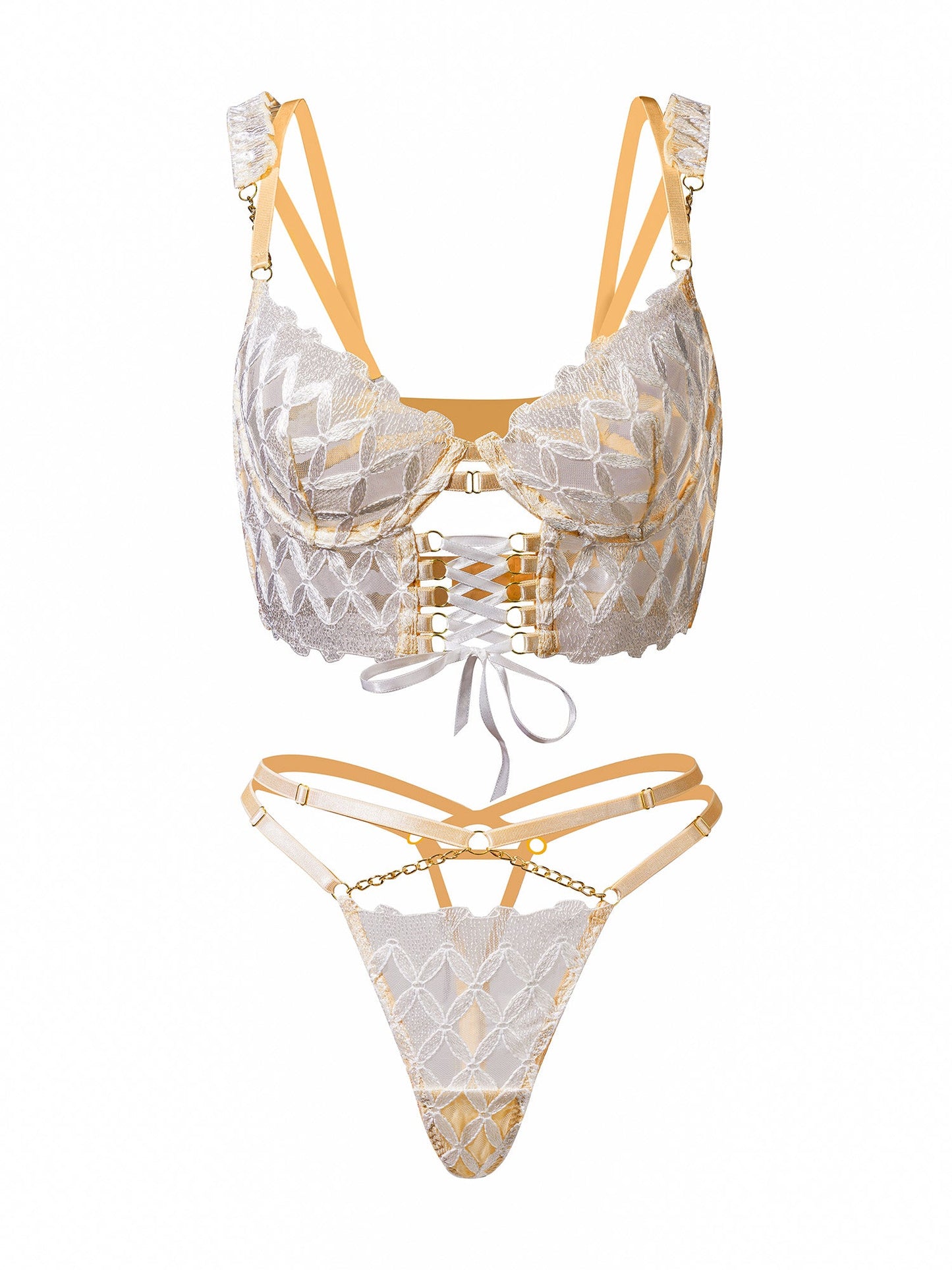✨Elegant Embroidery – 3-Piece Lingerie Set