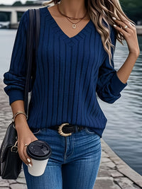 CozyRib™ Olive V-Neck Sweater