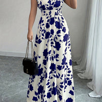 Flory' Elegant Pink Floral Maxi Dress