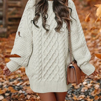 Cozy Oversized Cable-Knit Sweater Dress
