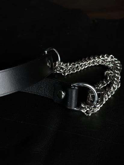 Handcrafted PU Leather Triple-Chain Choker Collar – Adjustable Statement Streetwear Necklace