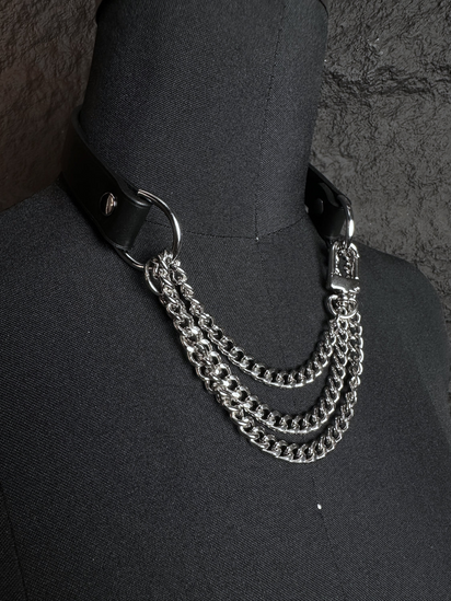 Handcrafted PU Leather Triple-Chain Choker Collar – Adjustable Statement Streetwear Necklace