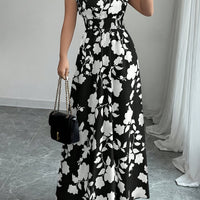 Flory' Elegant Pink Floral Maxi Dress