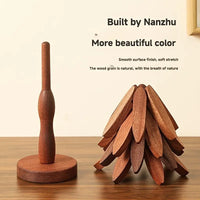 (3-Trivets in 1-Tree) Wooden Christmas Tree Trivet Stand