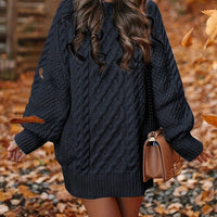 Cozy Oversized Cable-Knit Sweater Dress