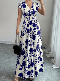 Flory' Elegant Pink Floral Maxi Dress