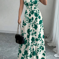 Flory' Elegant Pink Floral Maxi Dress