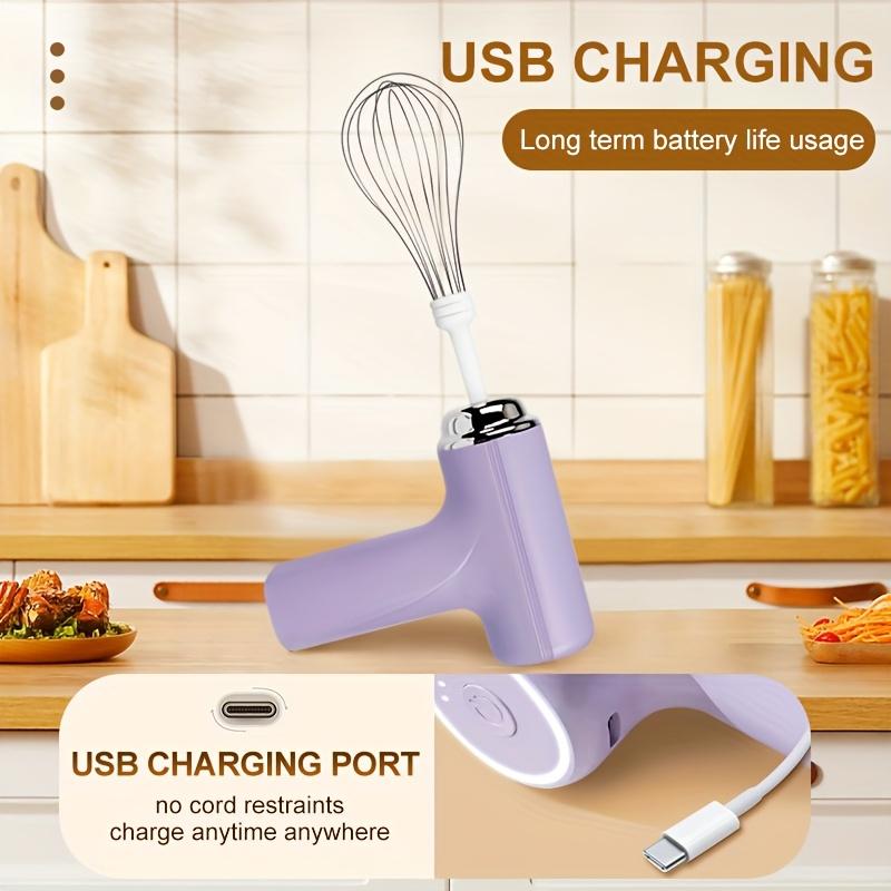 Rechargeable 3 Speed Hand Mixer - Multifunctional Kitchen Mixer with 2 Whisk Baking Supplies Easy To Clean Durable, Home Kitchen Coffee Lovers Bakers