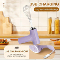 Rechargeable 3 Speed Hand Mixer - Multifunctional Kitchen Mixer with 2 Whisk Baking Supplies Easy To Clean Durable, Home Kitchen Coffee Lovers Bakers