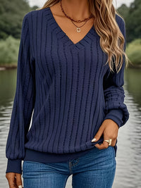 CozyRib™ Olive V-Neck Sweater