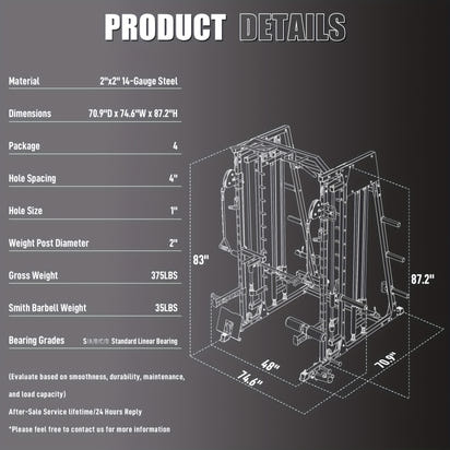 All-in-One 2200lbs Smith Machine Home Gym