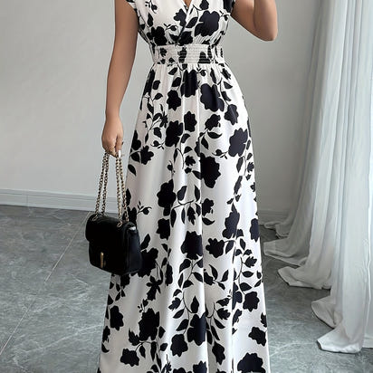 Flory' Elegant Pink Floral Maxi Dress