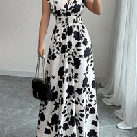 Flory' Elegant Pink Floral Maxi Dress