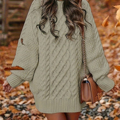 Cozy Oversized Cable-Knit Sweater Dress