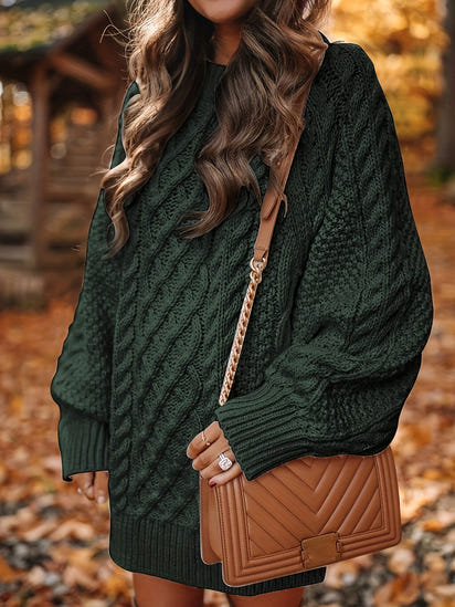 Cozy Oversized Cable-Knit Sweater Dress