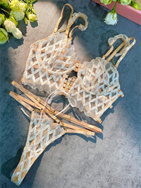 Elegant White Embroidery Bra & Panty Set! 3-Piece Set