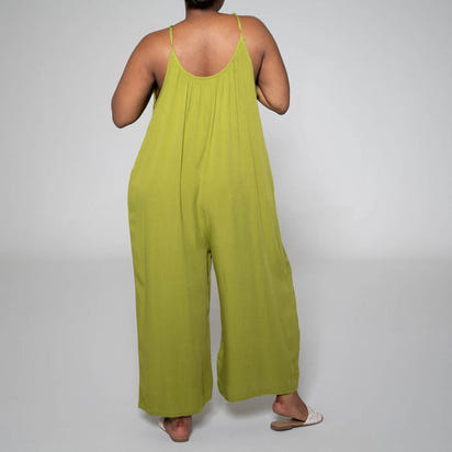 Flowy Wide-Leg Jumpsuit – Olive Green