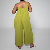 Flowy Wide-Leg Jumpsuit – Olive Green