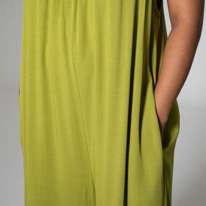 Flowy Wide-Leg Jumpsuit – Olive Green