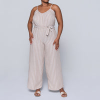 Women’s Striped Lace-Up Jumpsuit