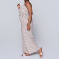 Women’s Striped Lace-Up Jumpsuit