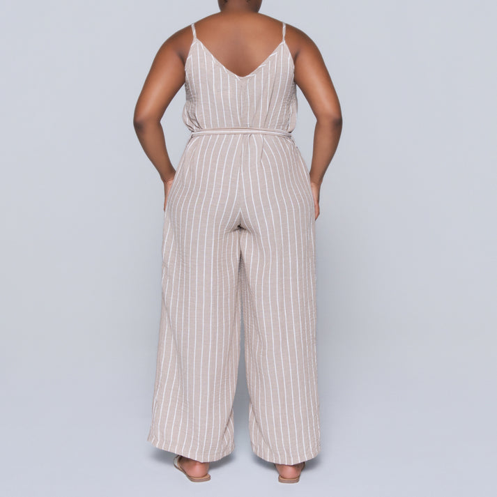 Women’s Striped Lace-Up Jumpsuit