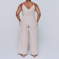 Women’s Striped Lace-Up Jumpsuit