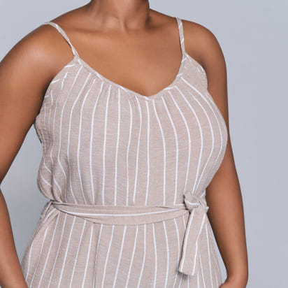 Women’s Striped Lace-Up Jumpsuit