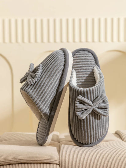 Women's Bow Slippers – Cozy Fall/Winter Indoor Shoes