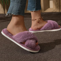 Fluffy Cross Fur Slippers