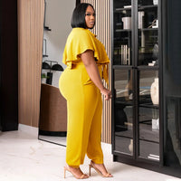 2-Piece Elegant Coral Outfit with Waist Tie