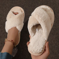 Fluffy Cross Fur Slippers