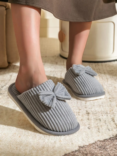 Women's Bow Slippers – Cozy Fall/Winter Indoor Shoes