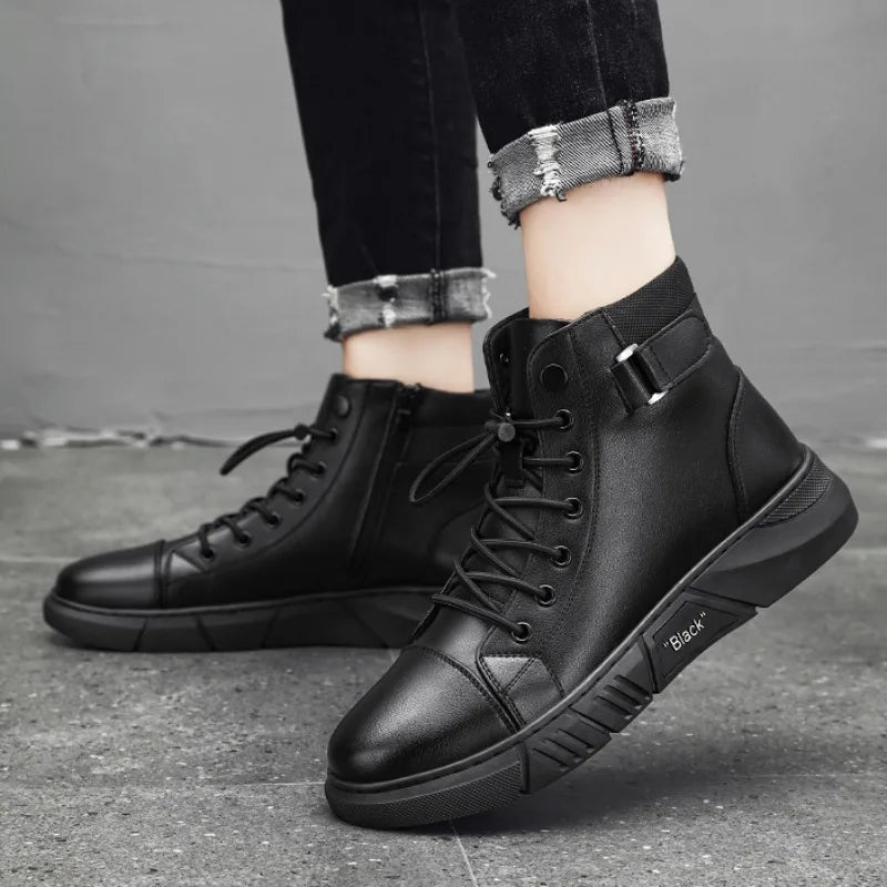 Fashion Men’s Leather Boots — Waterproof & Stylish