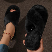 Fluffy Cross Fur Slippers