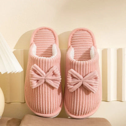 Women's Bow Slippers – Cozy Fall/Winter Indoor Shoes