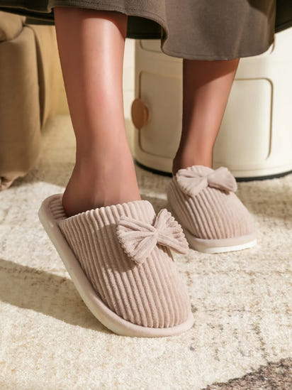 Women's Bow Slippers – Cozy Fall/Winter Indoor Shoes
