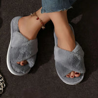 Fluffy Cross Fur Slippers
