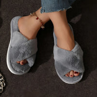 Fluffy Cross Fur Slippers