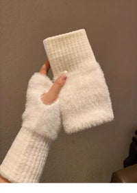 Soft Plush Knitted Fingerless Gloves