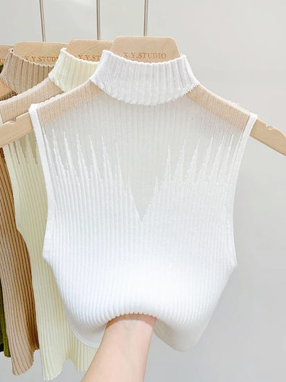 Y2K Mesh Knitted Sleeveless Top