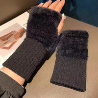 Soft Plush Knitted Fingerless Gloves
