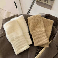 Soft Plush Knitted Fingerless Gloves