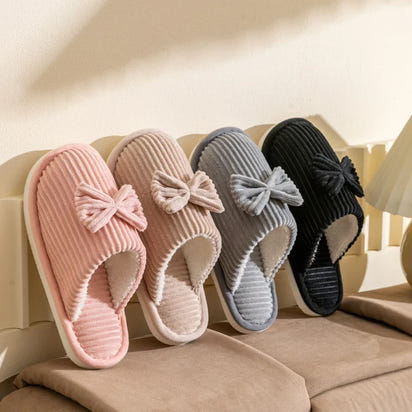 Women's Bow Slippers – Cozy Fall/Winter Indoor Shoes