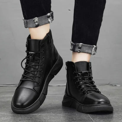 Fashion Men’s Leather Boots — Waterproof & Stylish