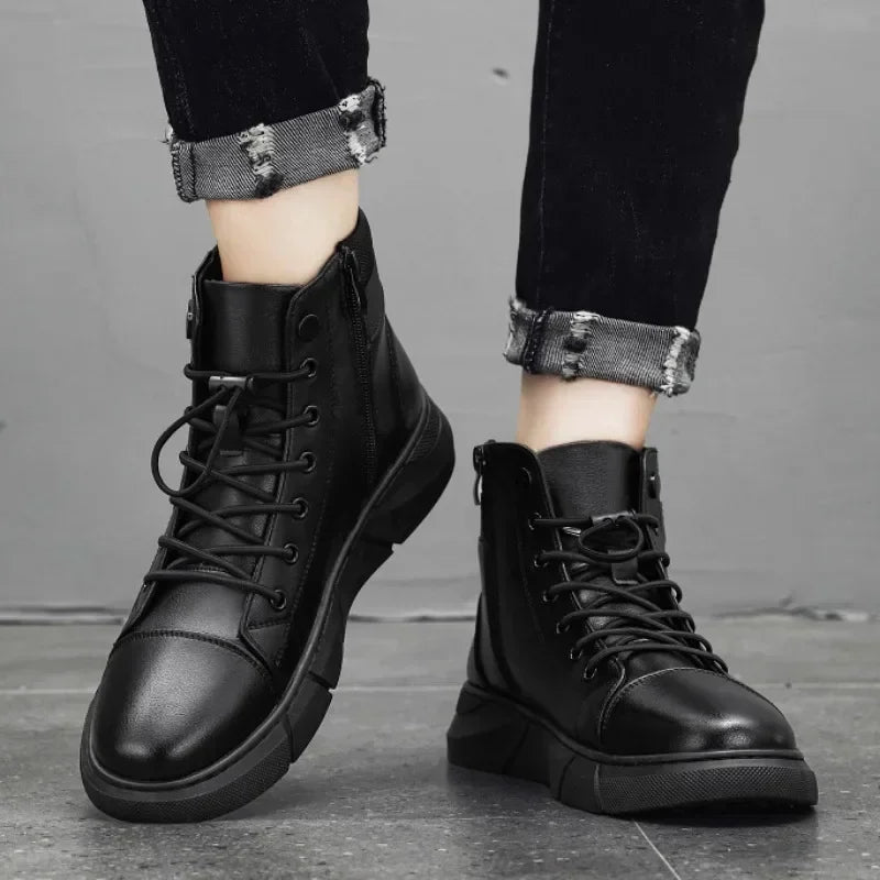 Fashion Men’s Leather Boots — Waterproof & Stylish