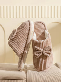 Women's Bow Slippers – Cozy Fall/Winter Indoor Shoes