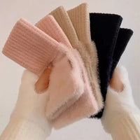 Soft Plush Knitted Fingerless Gloves