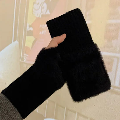 Soft Plush Knitted Fingerless Gloves