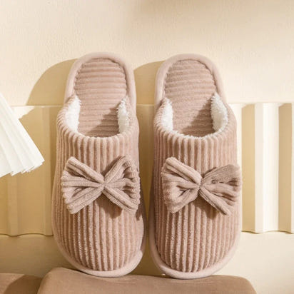 Women's Bow Slippers – Cozy Fall/Winter Indoor Shoes